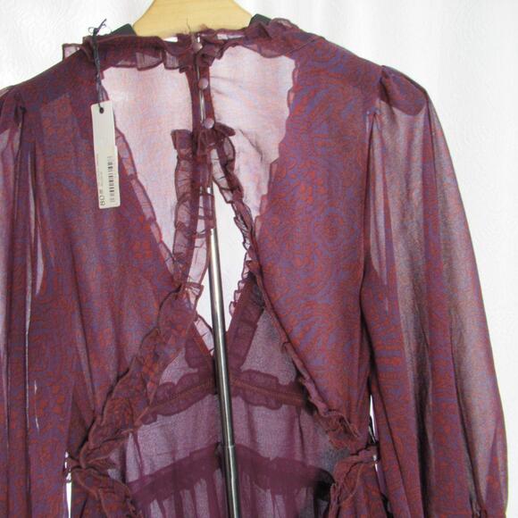 Women's Red and Burgundy Dress - Picture 4 of 5